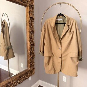 Free People Camel Oversized Notch Blazer